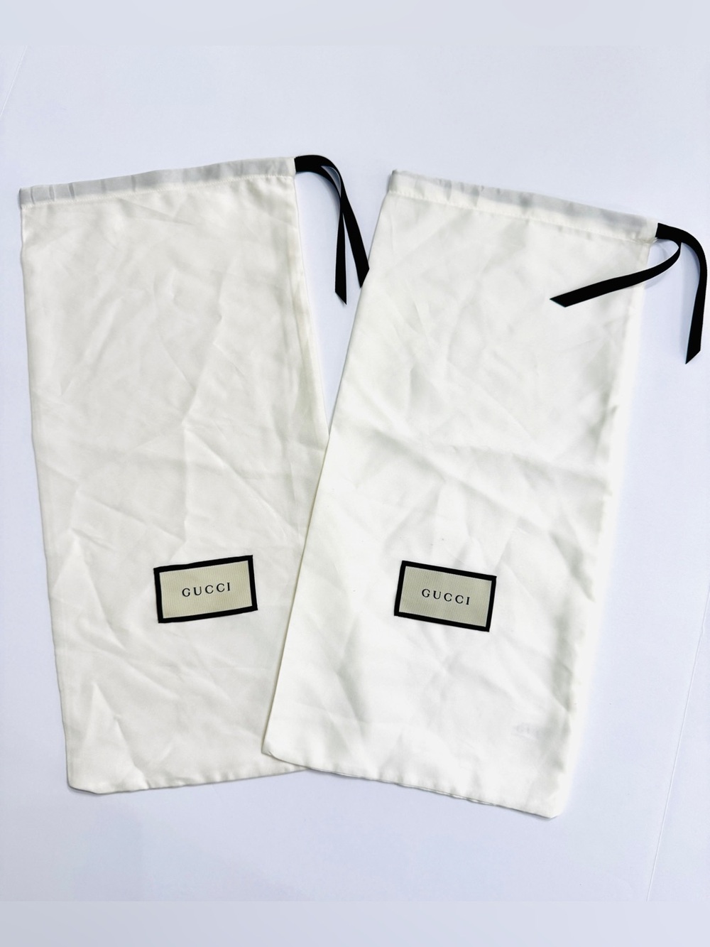 Gucci White Satin Dust Bags Set of 2-Authentic Storage Bag with Drawstring 17x8